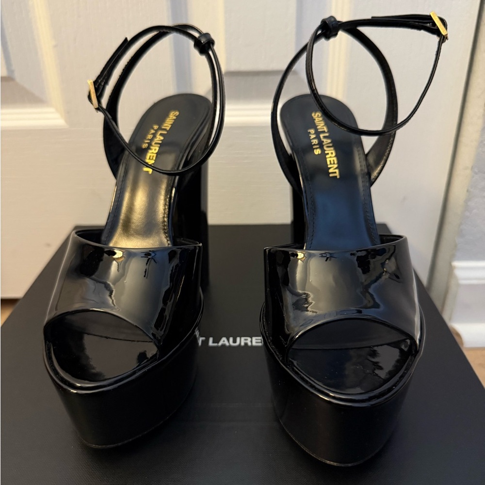 Saint Laurent Glossy Black Platform Heels Authentic - Picture 3 of 7